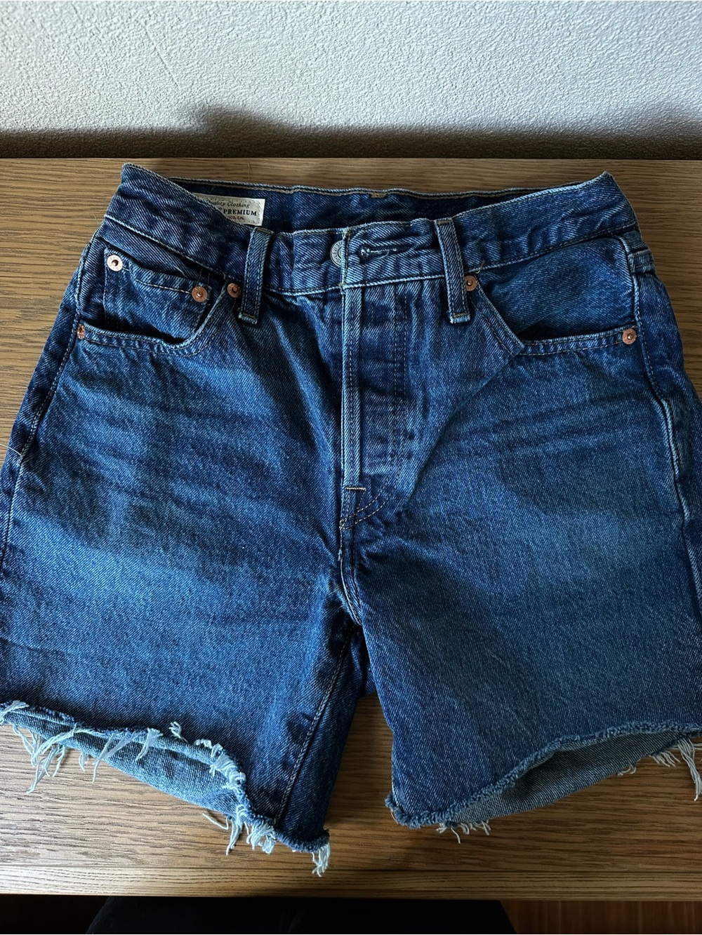 Levis 501 Classic Dark Blue Denim shorts